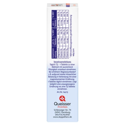 Abbildung der Produktverpackung Doppelherz system MAGNESIUM 500 DEPOT Seitenansicht links